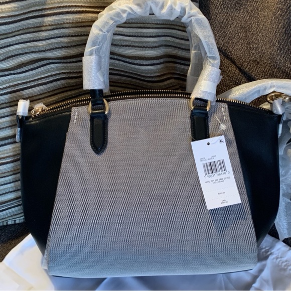 Authentic COACH 1941 jacquard/calf leather logo zip top satchel/Crossbody - Picture 10 of 15